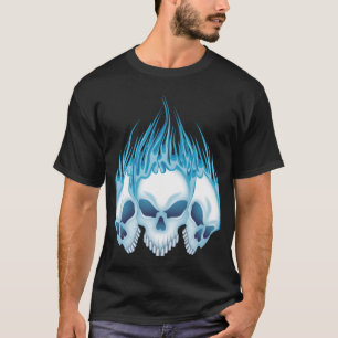 Blaue lodernde Schädel T-Shirt