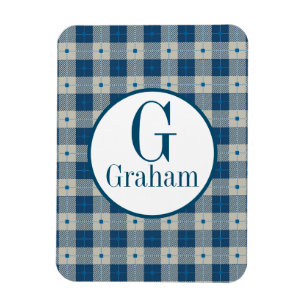 Blaue Lodge-Karo-Monogramm Personalisiert Magnet