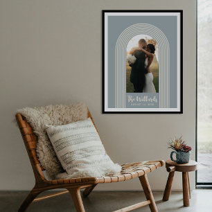 Blaue Lombard-Linien-Bogen-Personalisierte Foto-Ku Poster