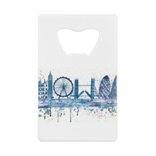 Blaue London-Skyline Geldbeutel Flaschenöffner