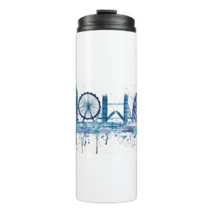 Blaue London-Skyline Thermosbecher