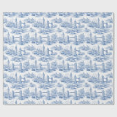Blaue Londoner Architektur Blaupause Geschenkpapier (Flach)