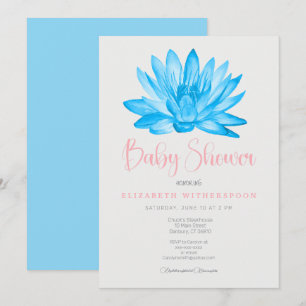 Blaue Lotus-Blumen-Baby-Shower-Einladung stilvoll Einladung