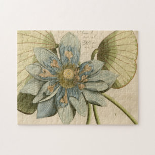 Blaue Lotusblume auf beigem Hintergrund mit Schrif Puzzle