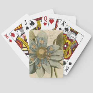 Blaue Lotusblume auf beigem Hintergrund mit Schrif Spielkarten