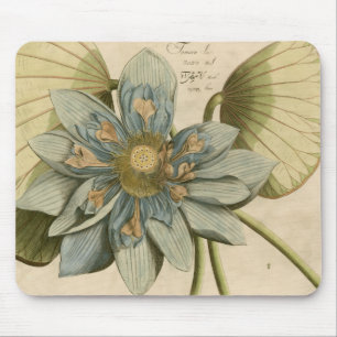Blaue Lotusblume auf braunem Hintergrund mit Schri Mousepad