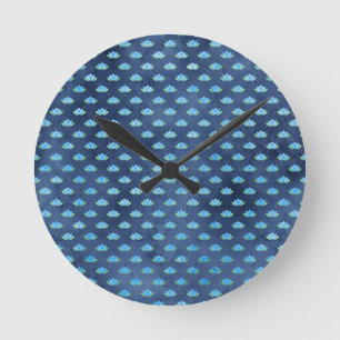 Blaue Lotusblume Wasserpflanze Spiritual Buddhismu Runde Wanduhr