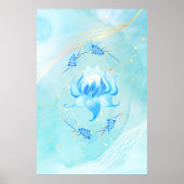 Blaue Lotusblüte Azurblauer Schein Poster (Vorne)
