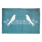Blaue Lovebirts Blumensaft Pillowcase Kissenbezug (Rückseite)