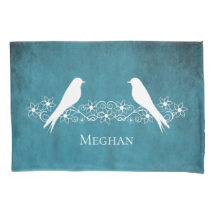 Blaue Lovebirts Blumensaft Pillowcase Kissenbezug