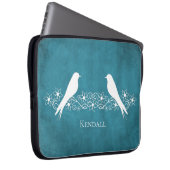 Blaue Lovebirts Blumenstrauß Laptopschutzhülle (Vorne Rechts)