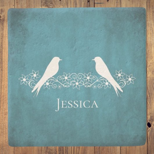 Blaue Lovebirts Blumenstrauß-Untersetzer Steinuntersetzer