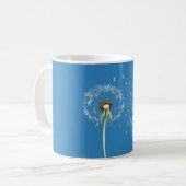 Blaue Löwenzahnblüten Wunsch Kaffeetasse (Vorderseite Links)