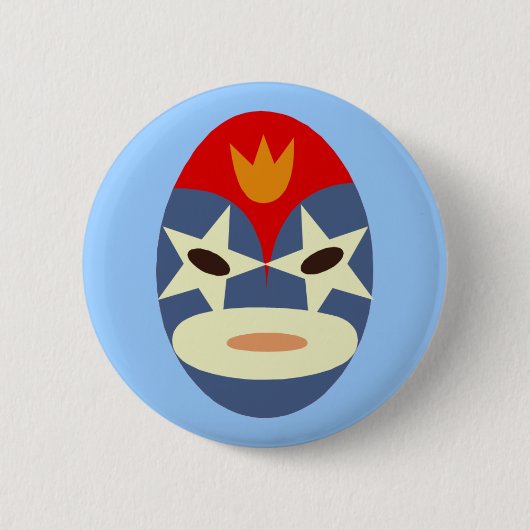 Blaue Lucha-Libre-Maske Button (Vorderseite)