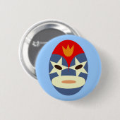 Blaue Lucha-Libre-Maske Button (Vorne & Hinten)