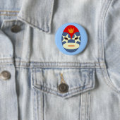 Blaue Lucha-Libre-Maske Button (Beispiel)