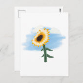 Blaue Luft und gelbe Sonnenblumen Kunst Postkarte (Vorne/Hinten)