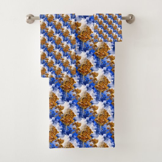 Blaue Luft und Wolken Abstraktes Kunstmuster Badhandtuch Set (Insitu)