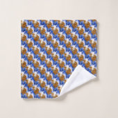 Blaue Luft und Wolken Abstraktes Kunstmuster Badhandtuch Set (Waschlappen)