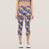 Blaue Luft und Wolken Abstraktes Kunstmuster Capri Leggings (Vorderseite)