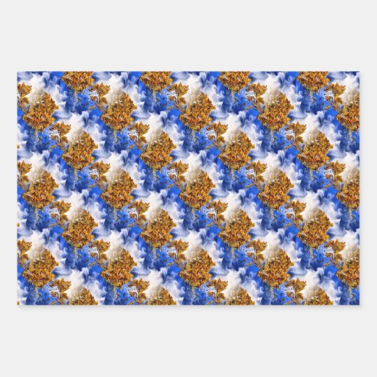 Blaue Luft und Wolken Abstraktes Kunstmuster Geschenkpapier Set (Vorderseite 3)