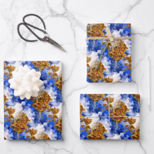 Blaue Luft und Wolken Abstraktes Kunstmuster Geschenkpapier Set