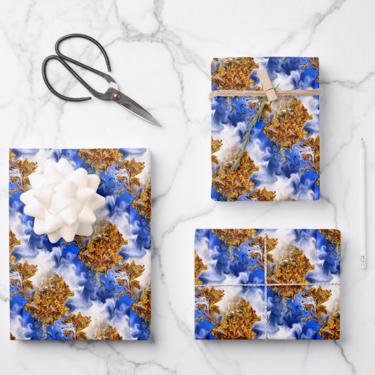 Blaue Luft und Wolken Abstraktes Kunstmuster Geschenkpapier Set (Vorderseite)