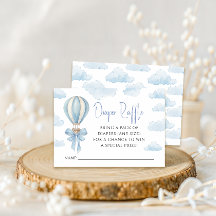 Blaue Luftballon-Baby-Shower-Windel-Raffel-Karte