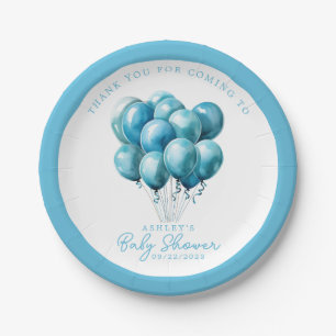 Blaue Luftballons Aquarell Junge Baby-Party Pappteller