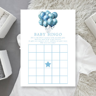 Blaue Luftballons Aquarell Junge Baby Shower Bingo Einladung