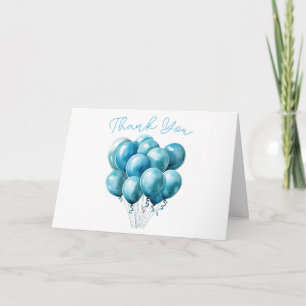Blaue Luftballons Aquarell Junge Baby Shower Danke Karte