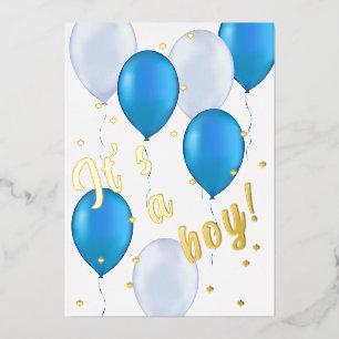 Blaue Luftballons Baby Shower Folien-Einladung Folieneinladung