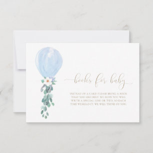 Blaue Luftballons Bücher für Baby Wunschkarte Einladung