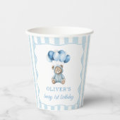 Blaue Luftballons Teddybär Geburtstag Pappbecher (Vorderseite)