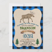 Blaue Lumberjack-Elternparty Einladung (Vorderseite)