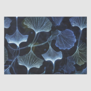 Blaue Luminogramm Ginkgo Blätter Decoupage / Seidenpapier
