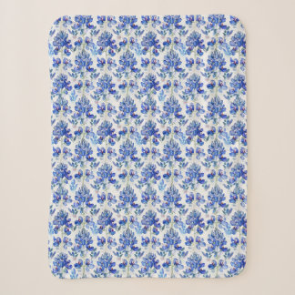 Blaue Lupinen-Blumenmuster Blau und Weiß Sherpadecke