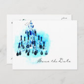 Blaue Lüster Save the Date Vorlage (Vorne/Hinten)