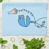 Blaue lustige Cartoon-Roboter-Chemie Geschirrtuch (Gefaltet)