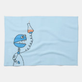 Blaue lustige Cartoon-Roboter-Chemie Geschirrtuch (Horizontal)