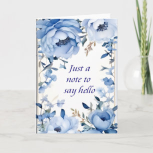 Blaue Luxusblumen, um Hallo zu sagen Karte