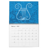 Blaue Lyra Hintergrund Kalender (Feb 2027)