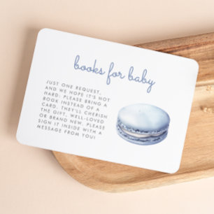 Blaue Macaron-Baby-Shower-Bücher-Beilagekarte Begleitkarte