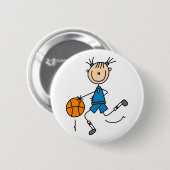 Blaue Mädchen-Basketball-Spieler-T-Shirts und Button (Vorne & Hinten)