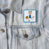Blaue Mädchen-Basketball-Spieler-T-Shirts und Button (Beispiel)