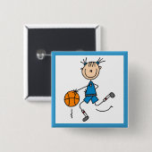 Blaue Mädchen-Basketball-Spieler-T-Shirts und Button (Vorne & Hinten)