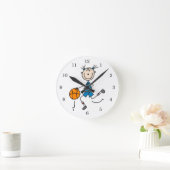 Blaue Mädchen-Basketball-Spieler-T-Shirts und Runde Wanduhr (Zuhause)