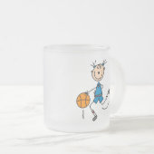 Blaue Mädchen-Basketball-T-Shirts und Geschenke Mattglastasse (VorderseiteRechts)