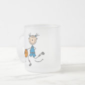 Blaue Mädchen-Basketball-T-Shirts und Geschenke Mattglastasse (Vorderseite Links)