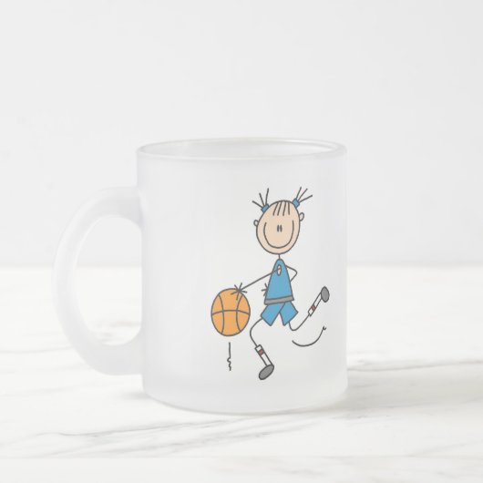 Blaue Mädchen-Basketball-T-Shirts und Geschenke Mattglastasse (Links)
